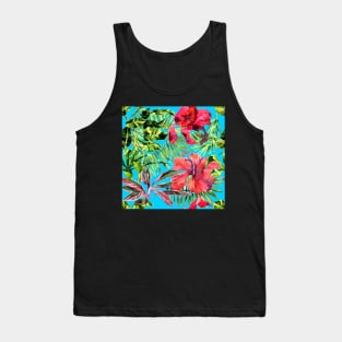 Tropical Background. watercolor tropical leaves and plants Tank Top